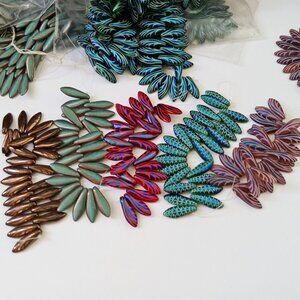Unique Colorful Czech Dagger Glass Beads